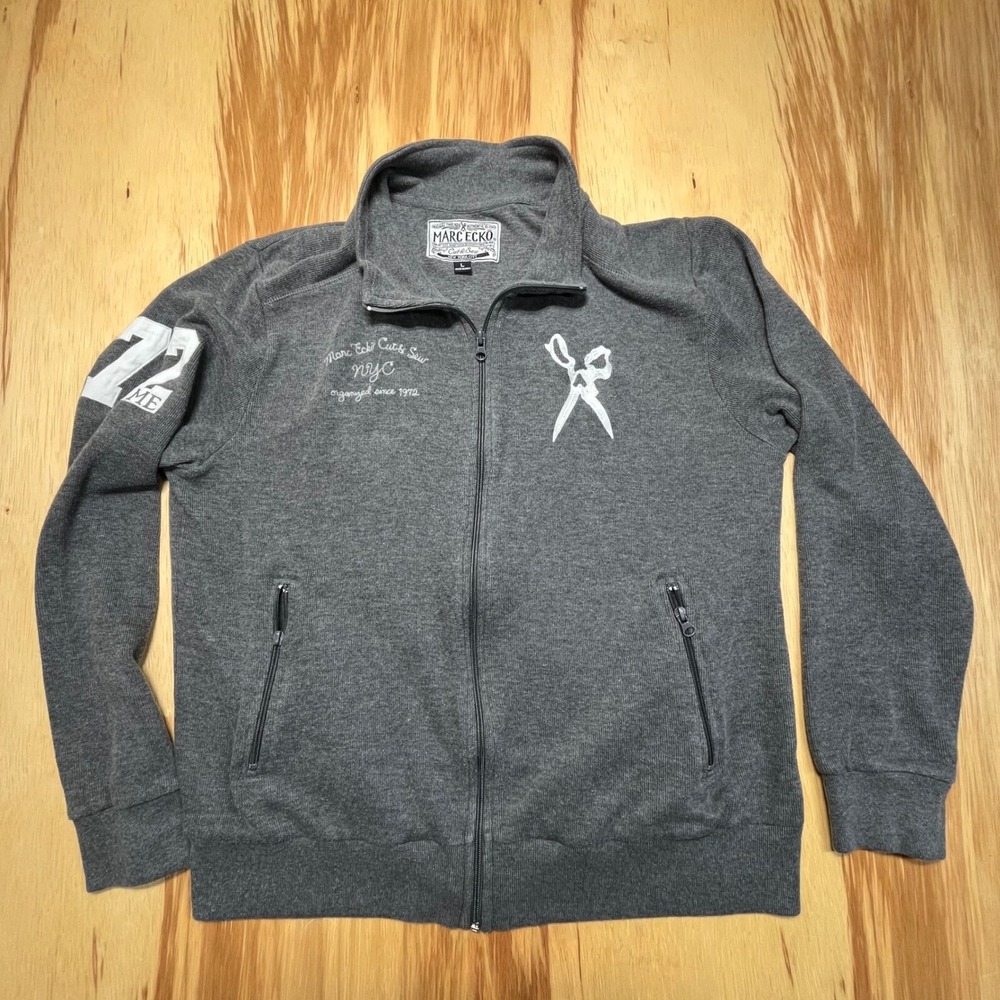 Mark Ecko Cut &‎ Sew Gray Zip Up Sweater Y2K